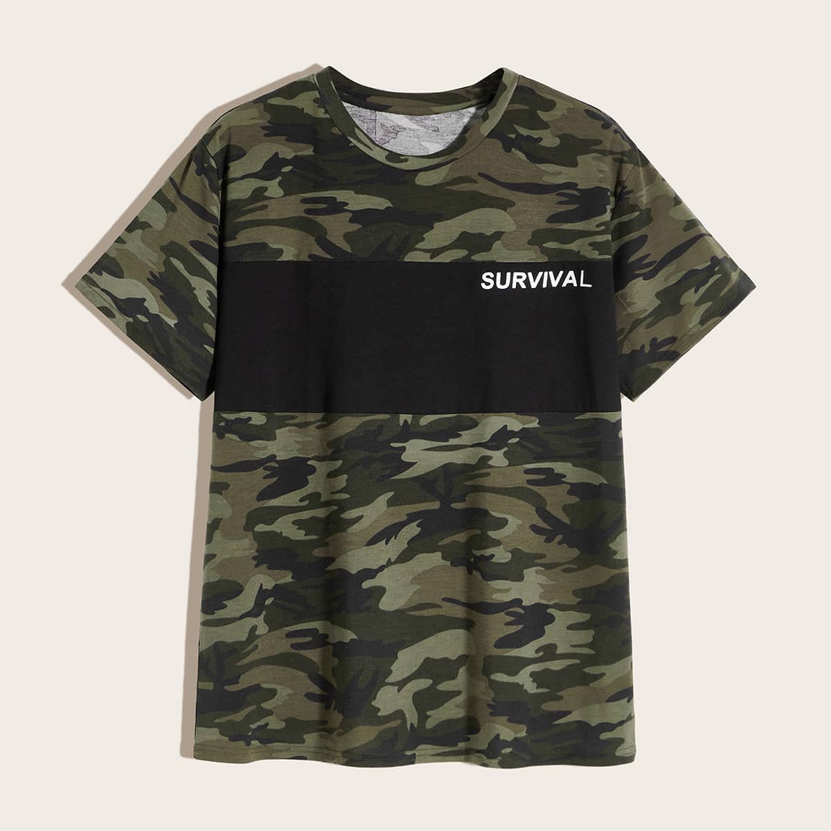 

Guys Contrast Panel Camo Tee, Multicolor