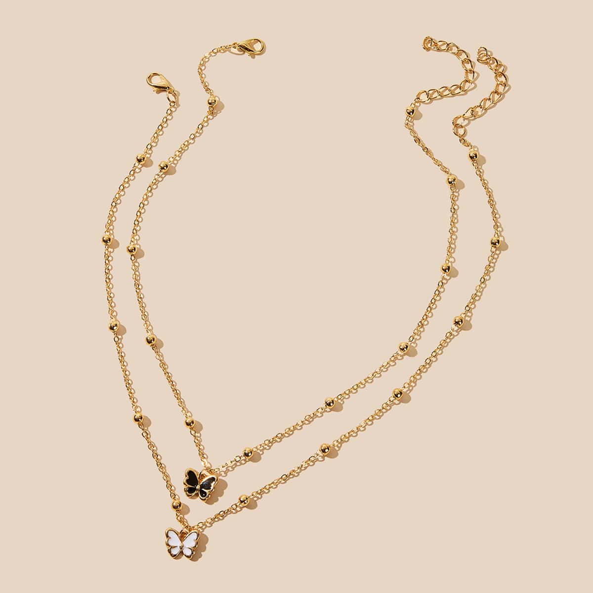 

2pcs Butterfly Pendant Chain Necklace, Gold