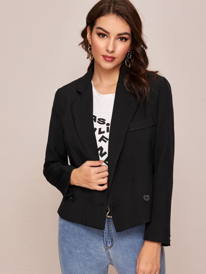 Lapel Collar Double Button Blazer