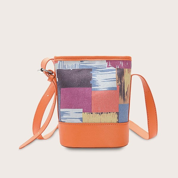 

Girls Color Block Canvas Panel Crossbody Bag, Multicolor