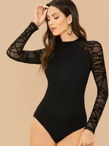 SHEIN Privé Body de manga de malla geométrica