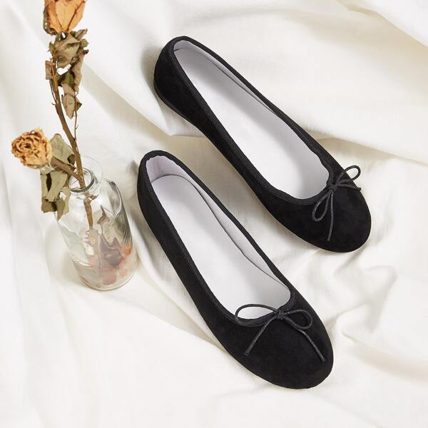 

Bow Decor Ballet Flats, Black