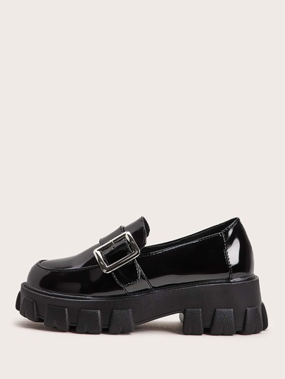 Buckle Decor Patent Loafers