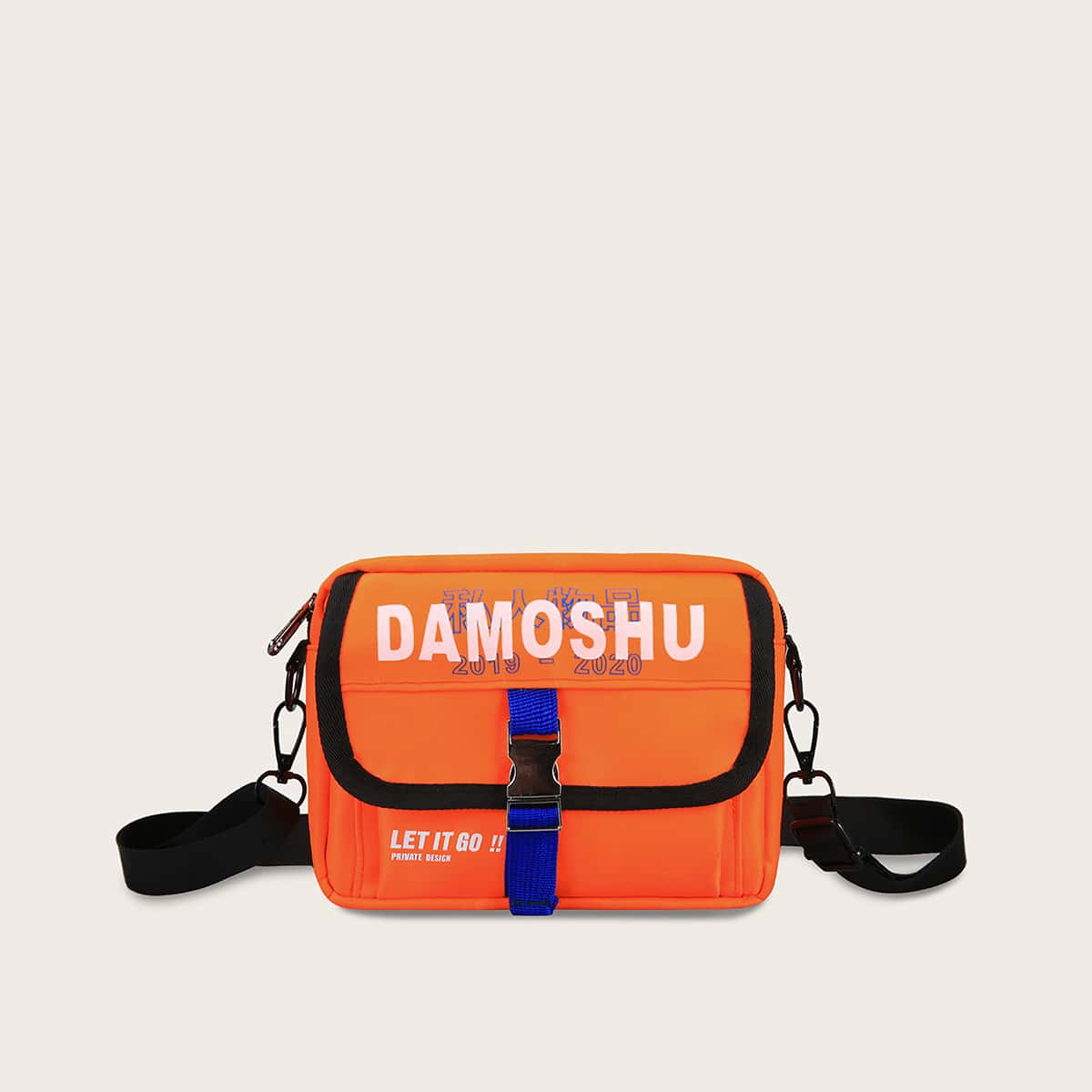 

Guys Letter Graphic Release Buckle Crossbody Bag, Orange