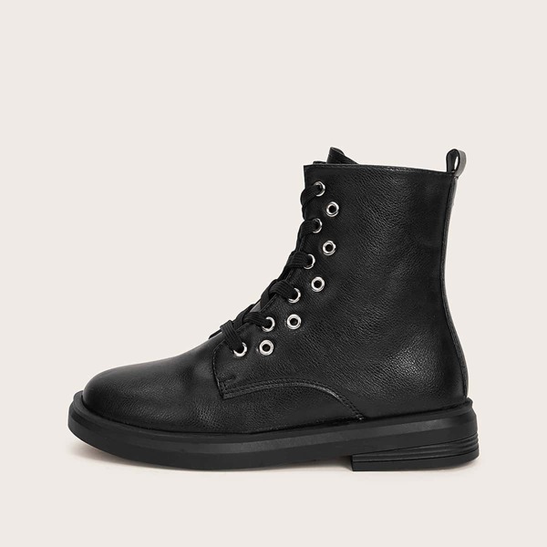 

Lace-up Front Combat Boots, Black