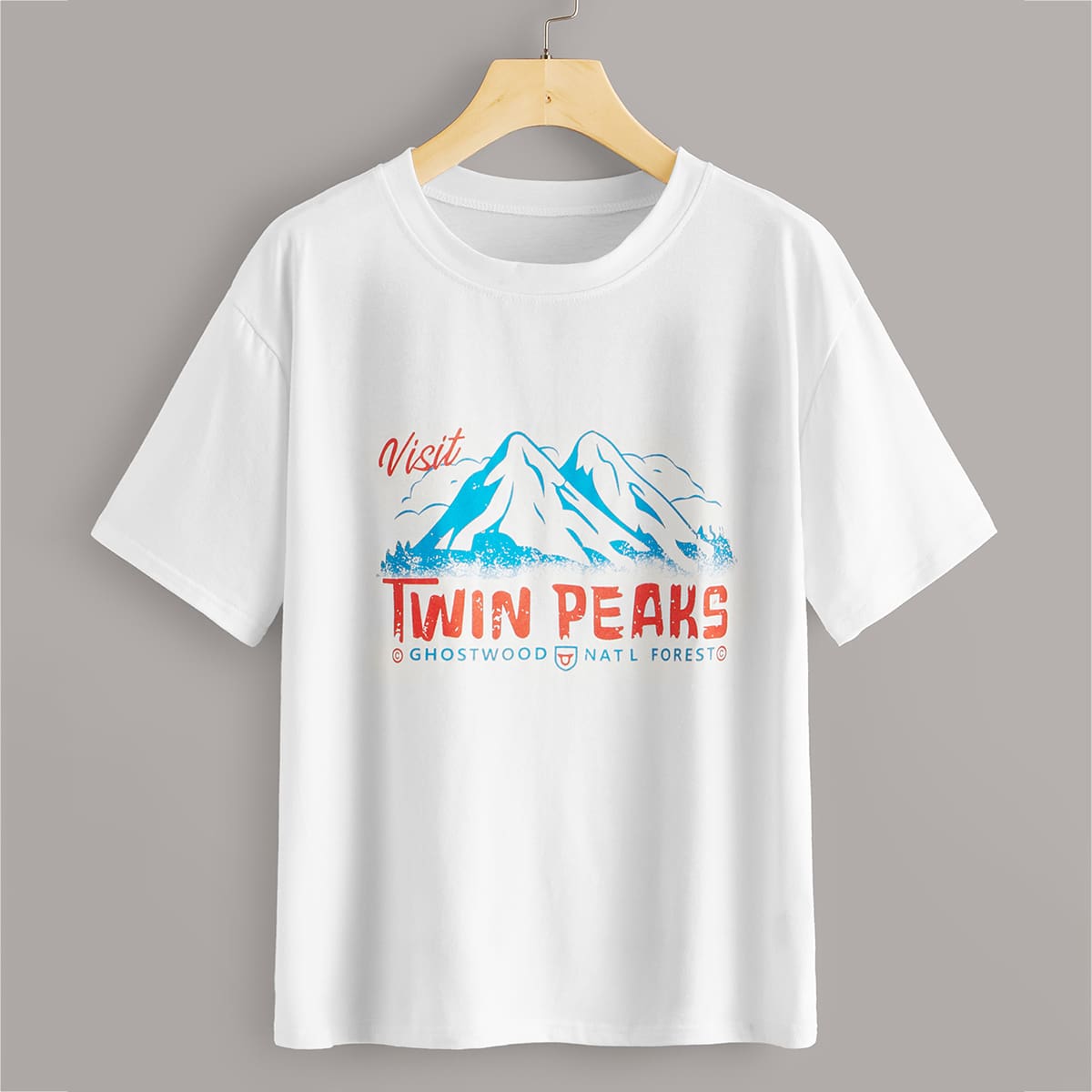 

Mountain & Letter Graphic Short Sleeve Tee, White