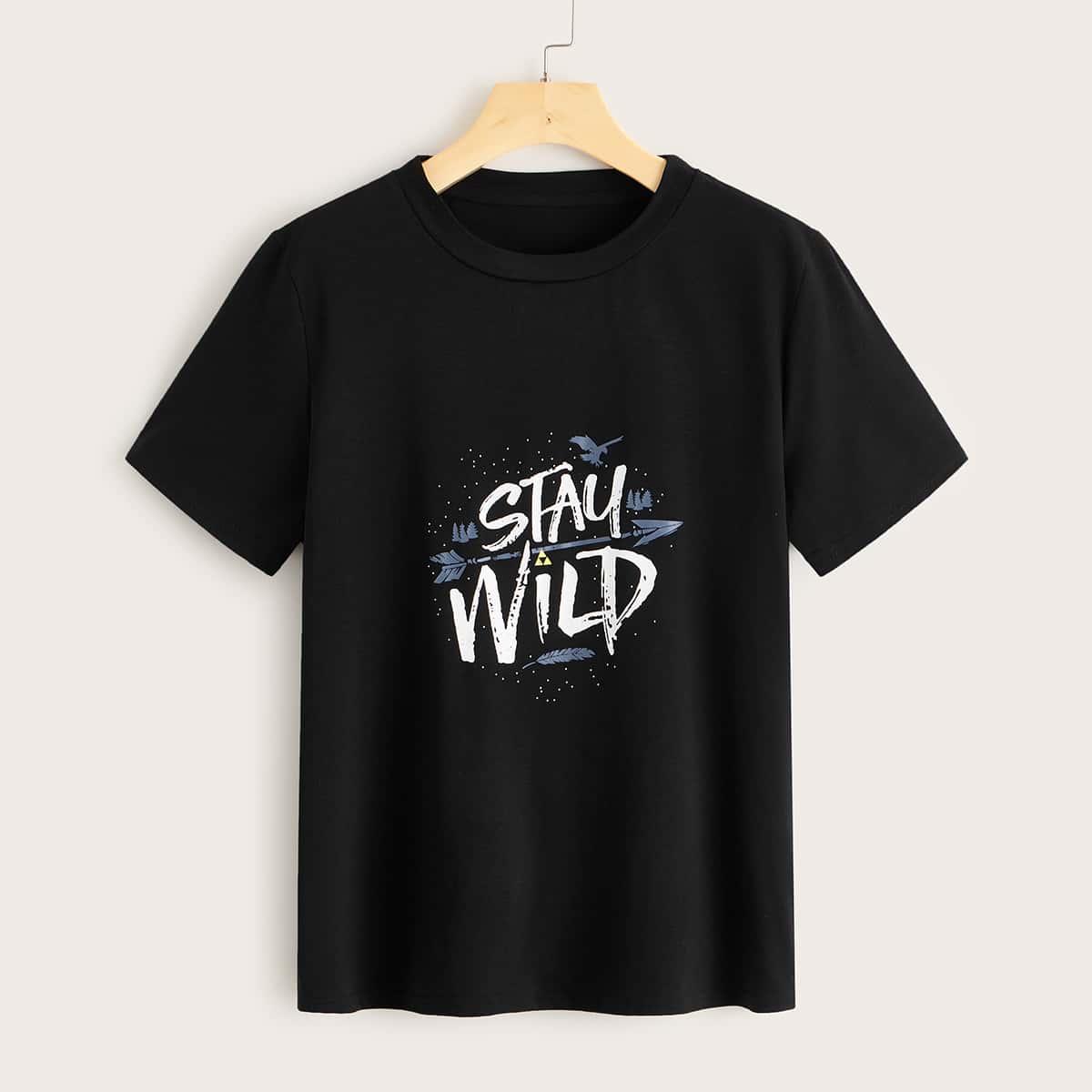 

Letter Graphic Short Sleeve Tee, Black