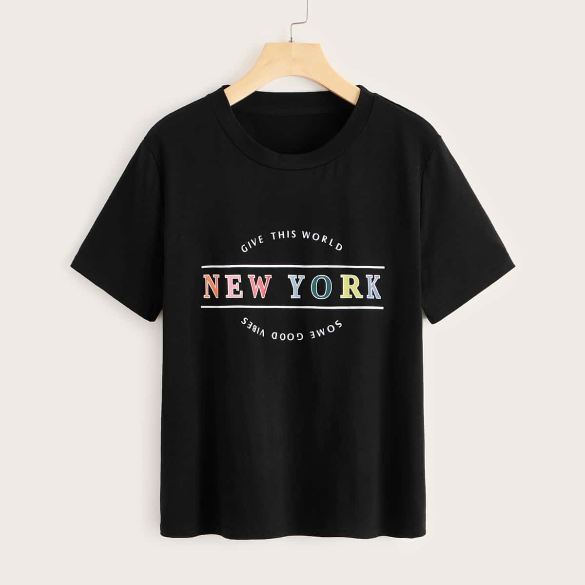 

Letter Graphic Short Sleeve Tee, Black