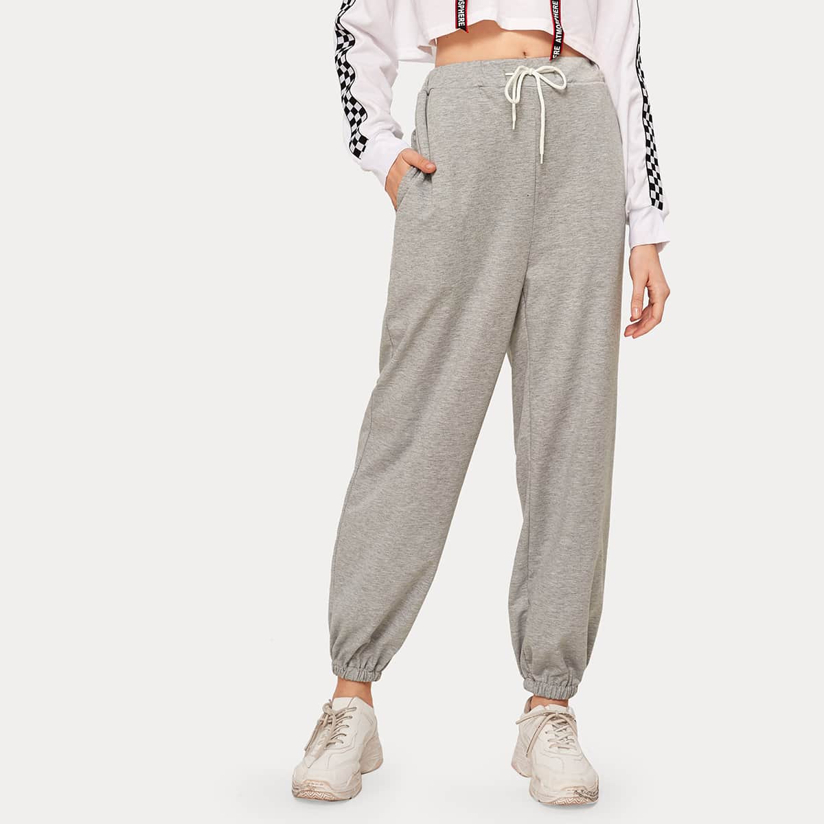 

Drawstring Waist Grey Sweatpants