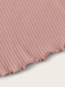 SHEIN Camiseta de niñas tejida de canalé ribete en forma de lechuga - Rosa vieja - Ver 3