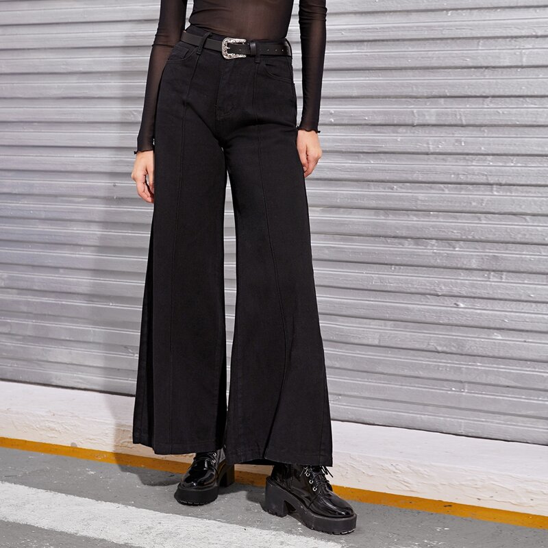 

High-Rise Baggy Jeans Without Belt, Black