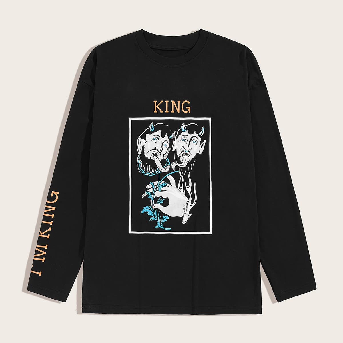 

Guys Halloween & Letter Graphic Tee, Black