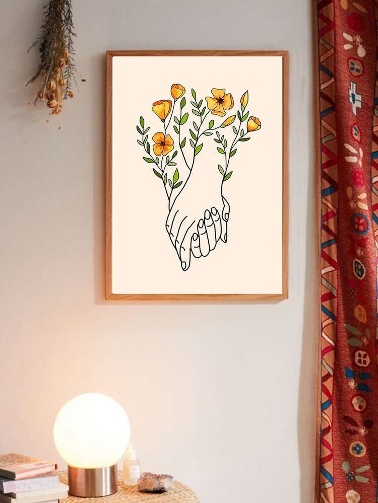 手和花圖案裝飾畫不附帶畫框 - 彩色 - 查看 2