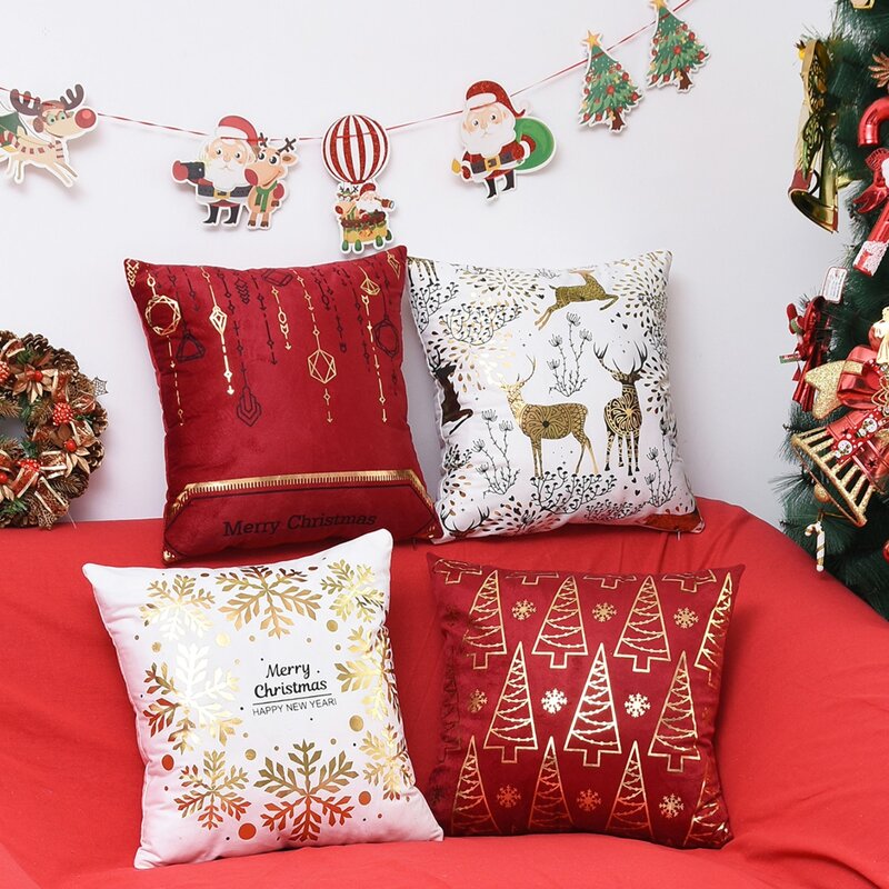 

1pc Christmas Print Cushion Cover Without Filler, Multicolor