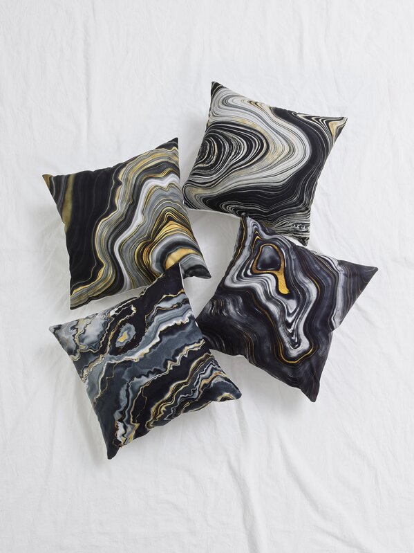 

1pc Marble Print Cushion Cover Without Filler, Multicolor