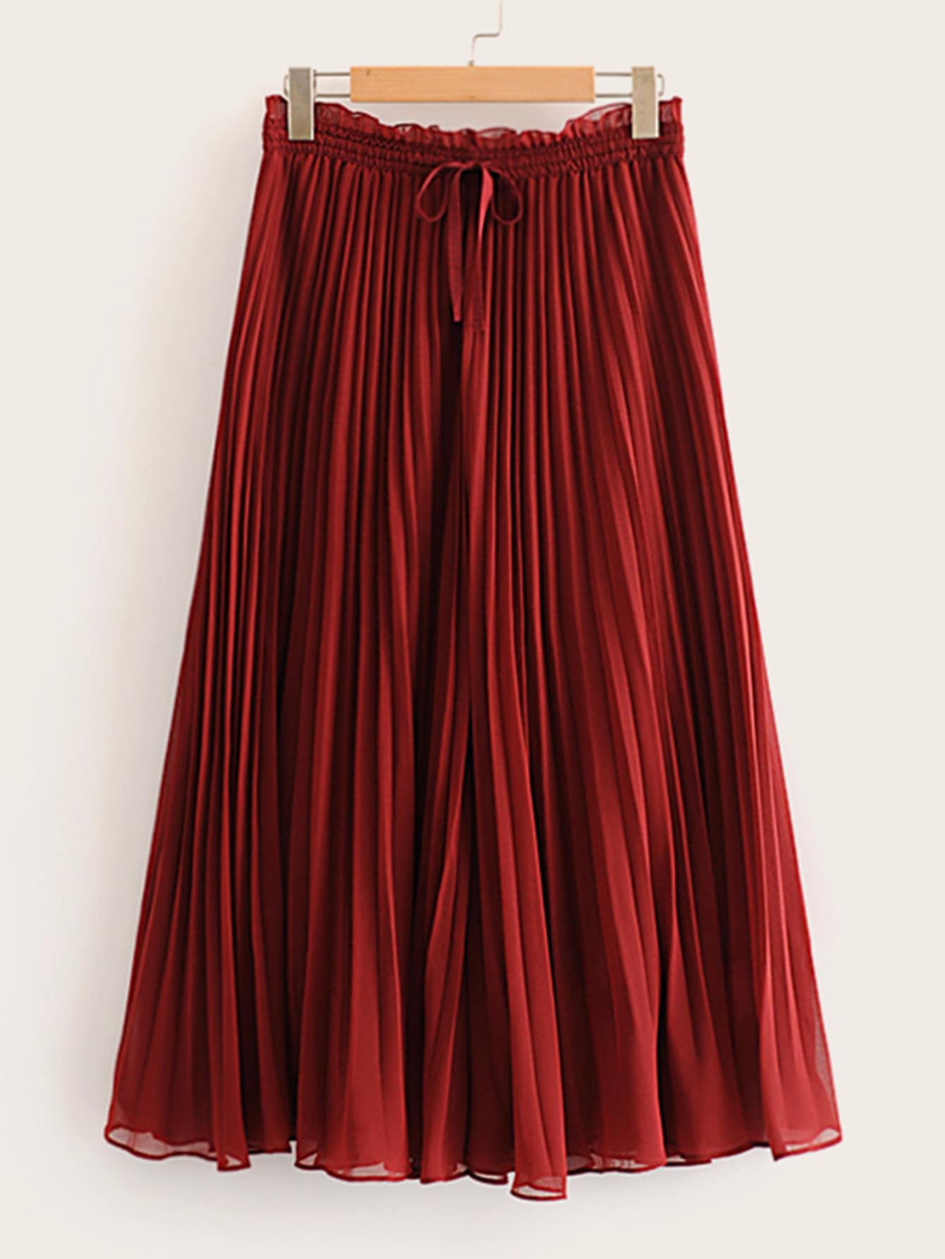 Drawstring Waist Frill Pleated Wide Leg Pants pictures