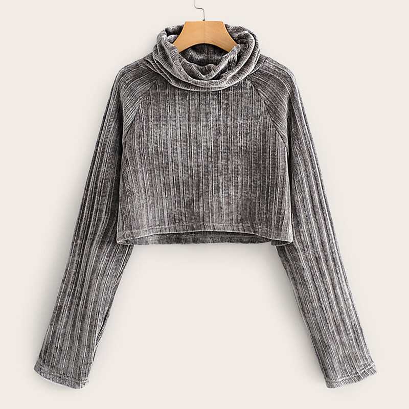 

Raglan Sleeve Chenille Sweater, Grey