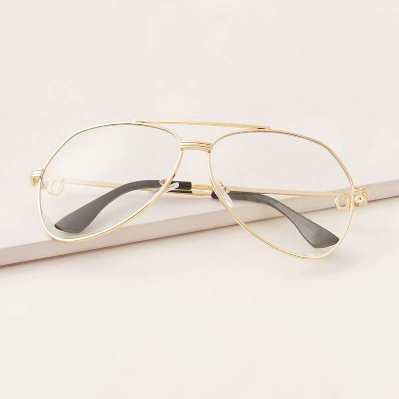 

Top Bar Aviator Glasses With Case, Gold