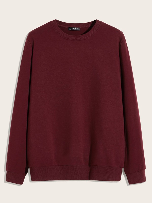 

Men Patched Detail Pullover, Burgundy