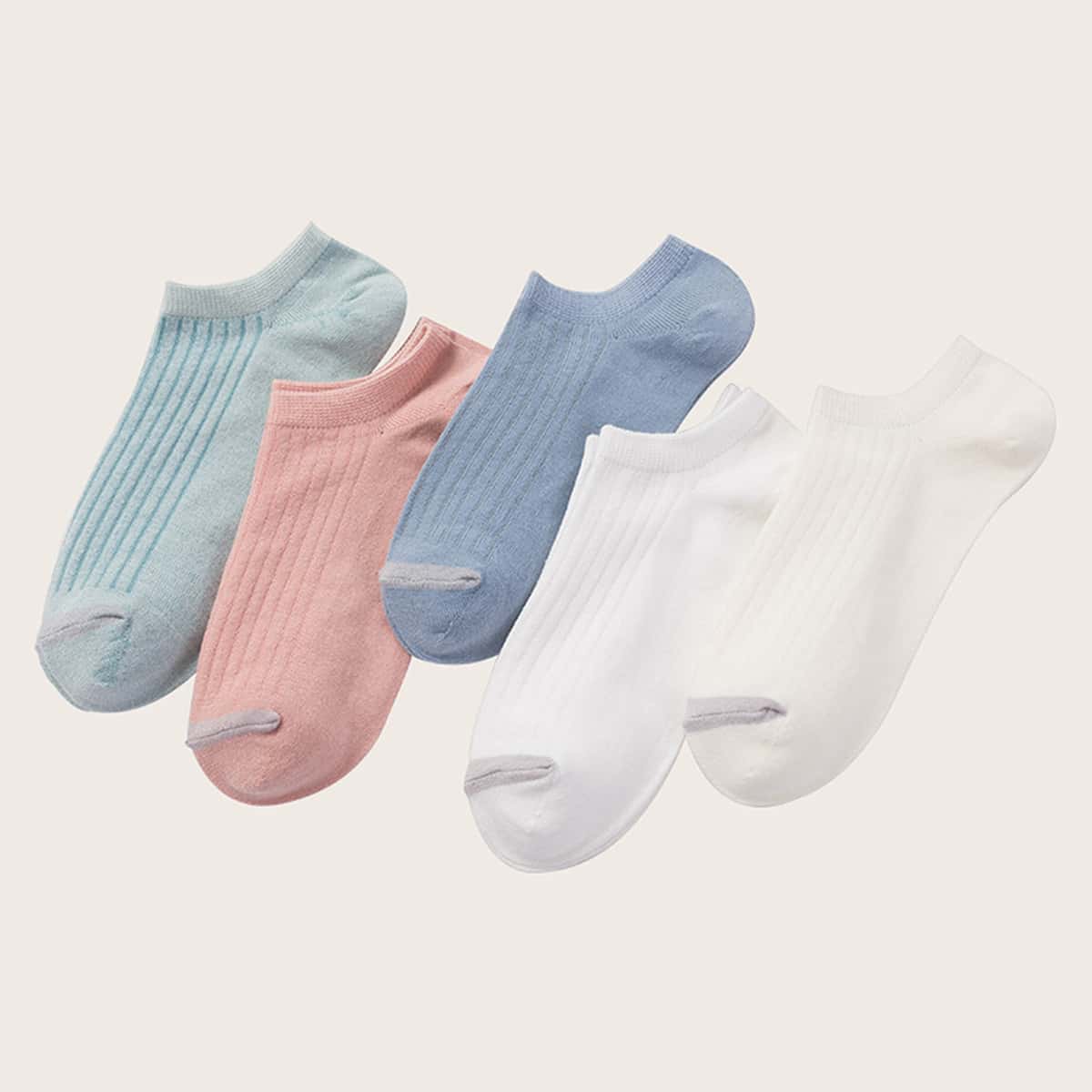 

5pairs Solid Ankle Socks, Multicolor