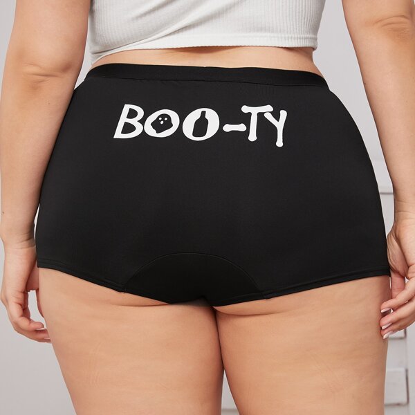 

Plus Letter Graphic Shortie, Black