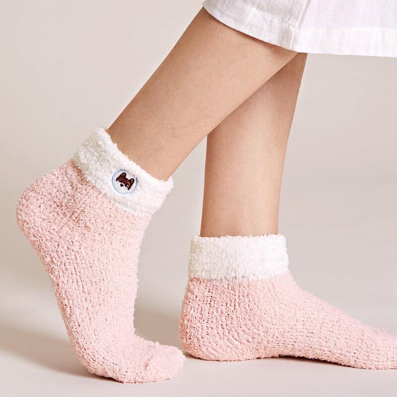

1pair Color Block Carpet Socks, Multicolor