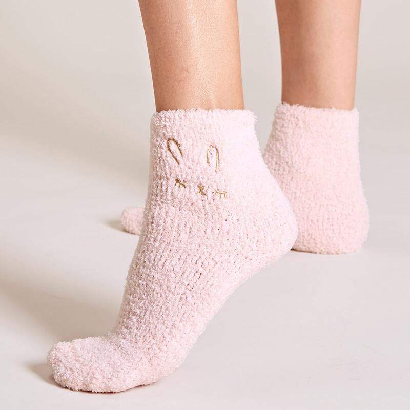 

1pair Solid Carpet Socks, Pink