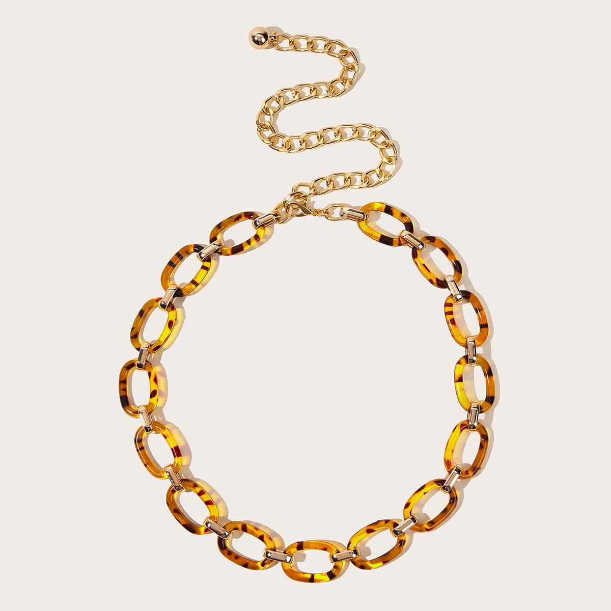 

Tortoiseshell Pattern Waist Chain Belt, Gold