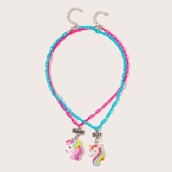 

2pcs Toddler Girls Unicorn Chain Necklaces, Multicolor