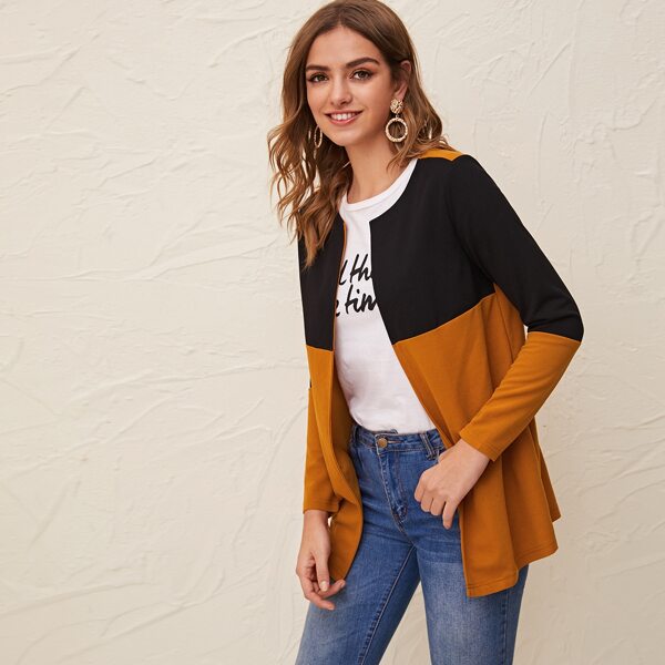 

Open Front Colorblock Coat, Multicolor