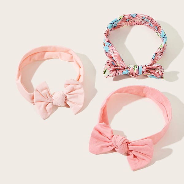 

3pcs Baby Flower Pattern Bow Headband, Multicolor
