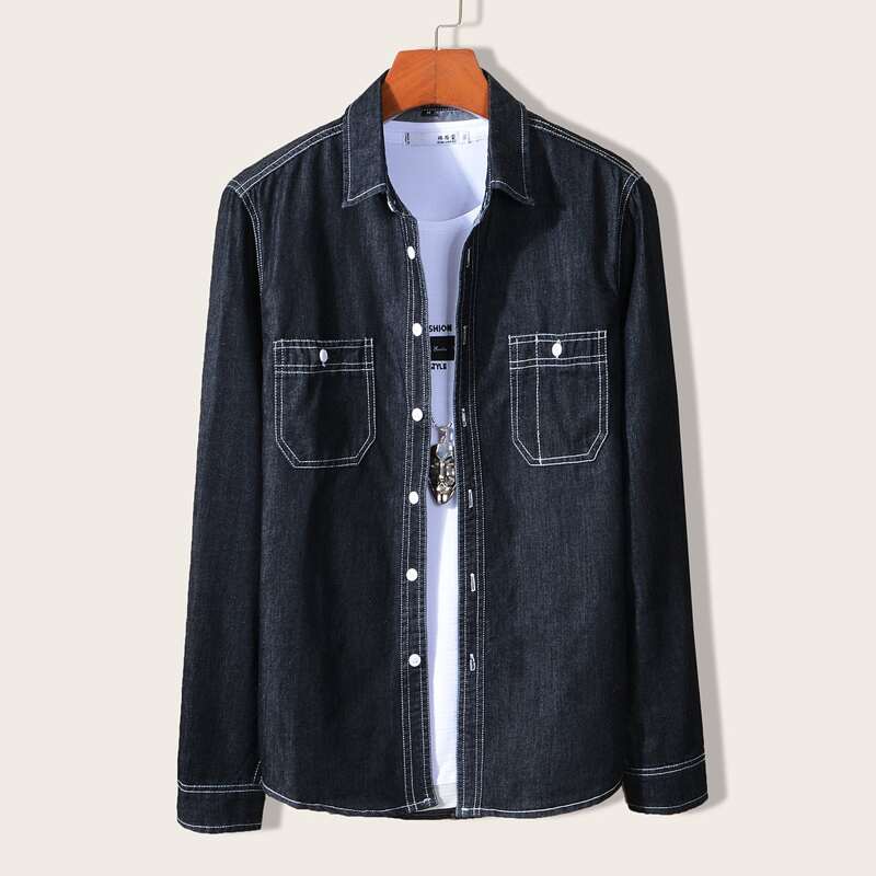 

Guys Pocket Front Denim Shirt, Black
