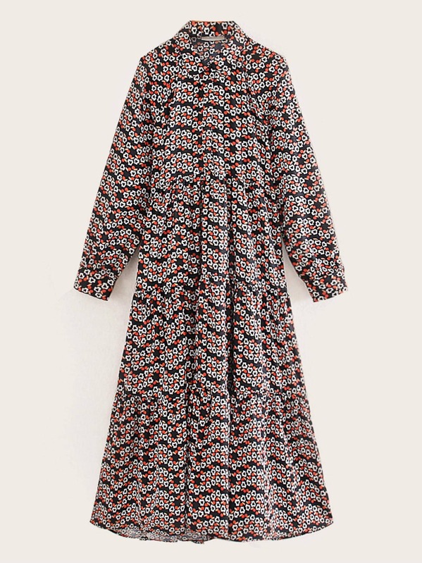 

Allover Print Longline Shirt Dress, Multicolor