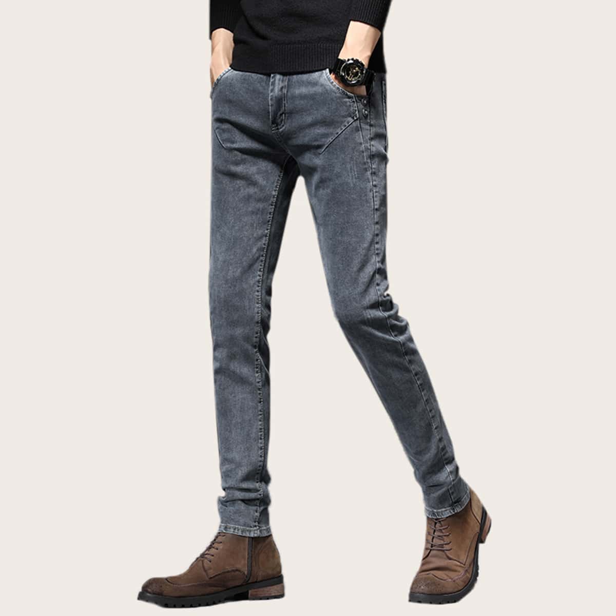 

Guys Solid Skinny Jeans, Black