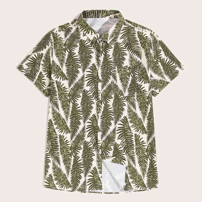 

Guys Tropical Print Button Up Shirt, Multicolor