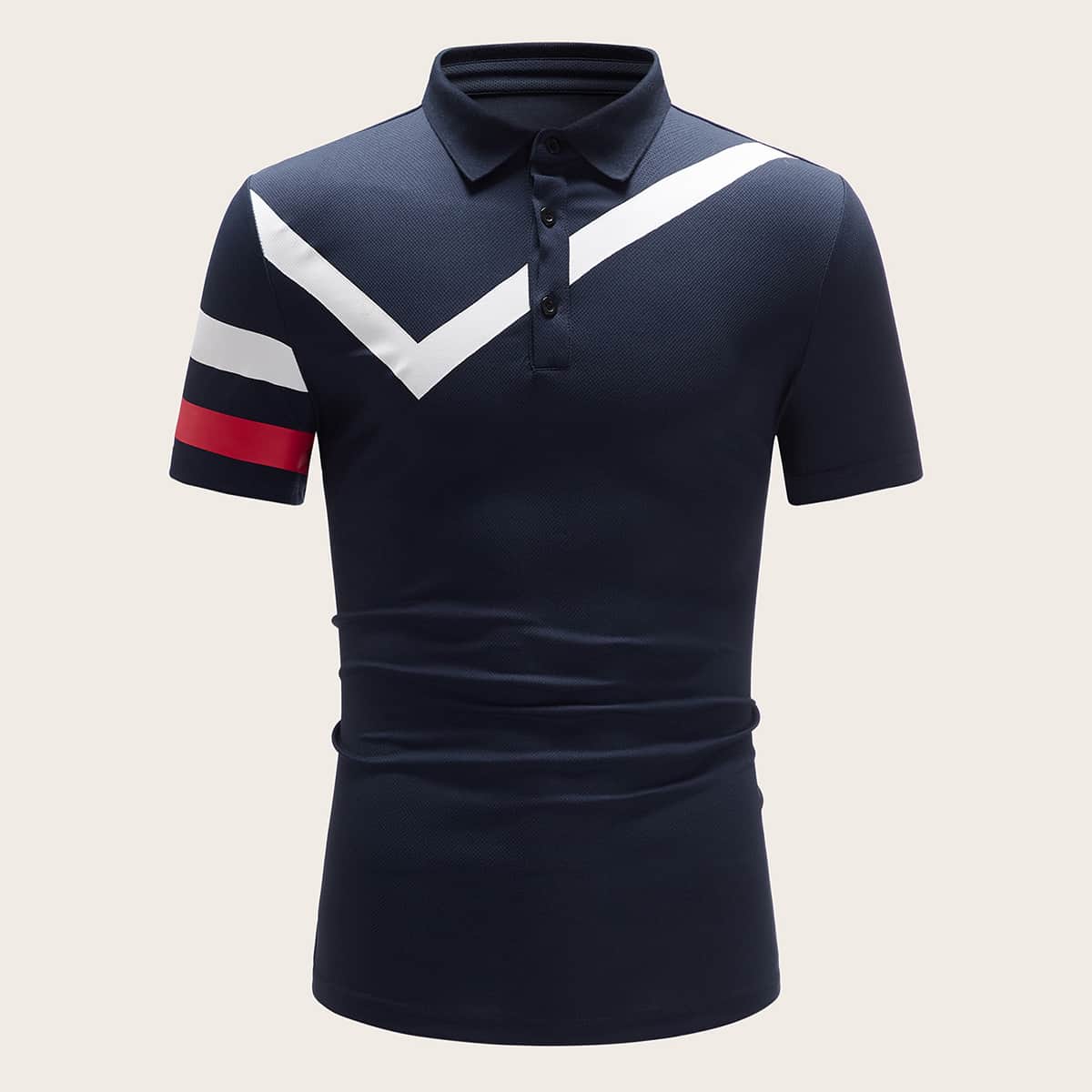 

Guys Contrast Panel Polo Shirt, Navy