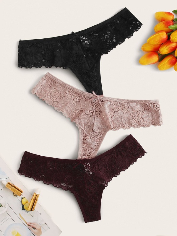 

3pack Floral Lace Panty Set, Multicolor