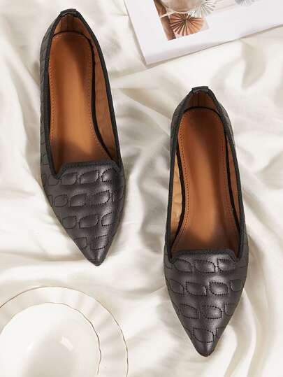 Stitch Detail Point Toe Flats