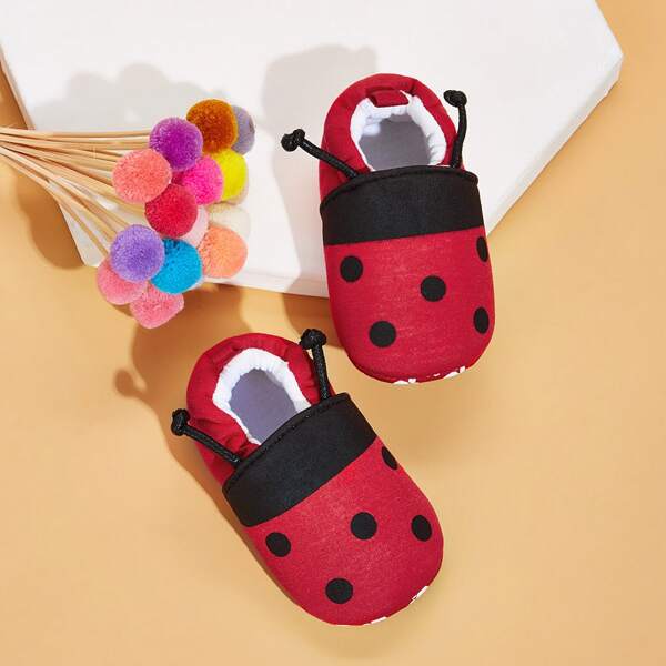 

Baby Girl Polka Dot Ladybug Design Flats, Red