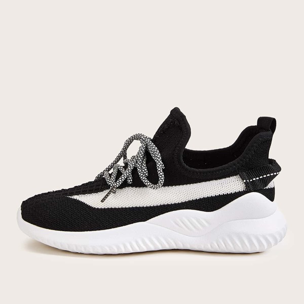 

Two Tone Lace-up Front Wide Fit Sneakers, Black