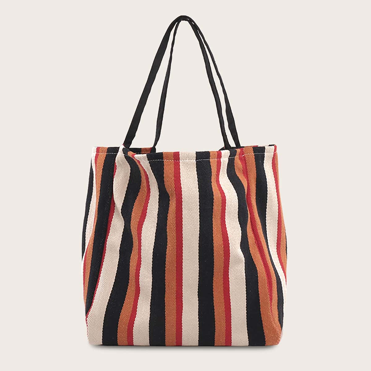 

Striped Canvas Tote Bag, Multicolor
