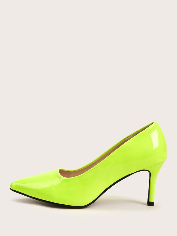

Neon Lime Point Toe Stiletto Heels, Green