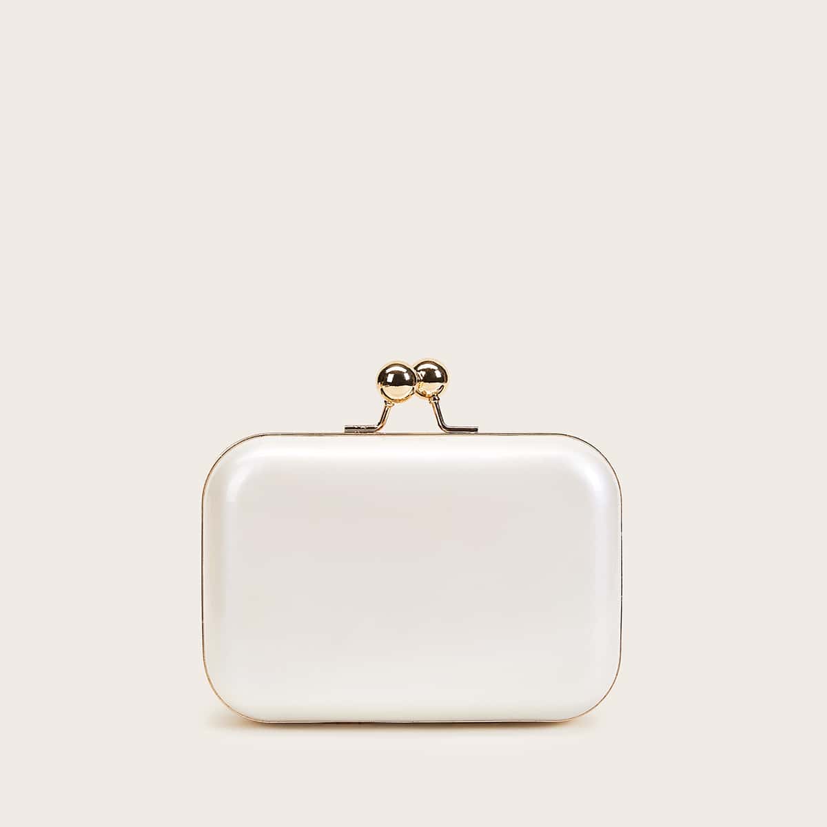 

Mini Kiss Lock Clutch Bag With Chain, White