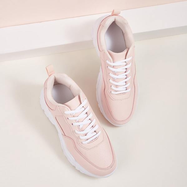 

Lace-up Front Chunky Sneakers, Pink