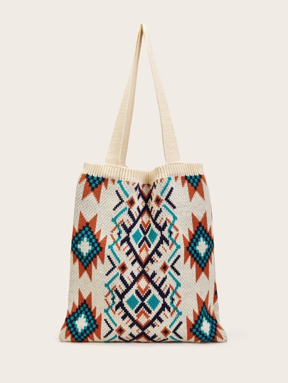 Argyle Graphic Tote Bag