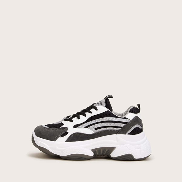 

Color Block Lace-up Front Chunky Sneakers, Multicolor