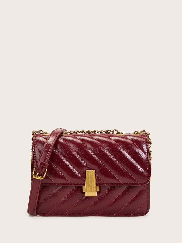 

Push Lock Stitch Detail Crossbody Bag, Burgundy