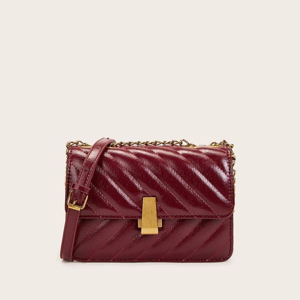 

Push Lock Stitch Detail Crossbody Bag, Burgundy