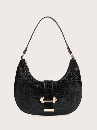 Croc Embossed Hobo Bag