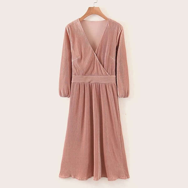 

Surplice Front Flare Hem A-line Dress, Pink
